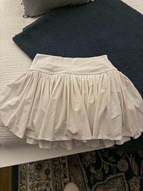 aerie Ivory Pleated Skater Skirt